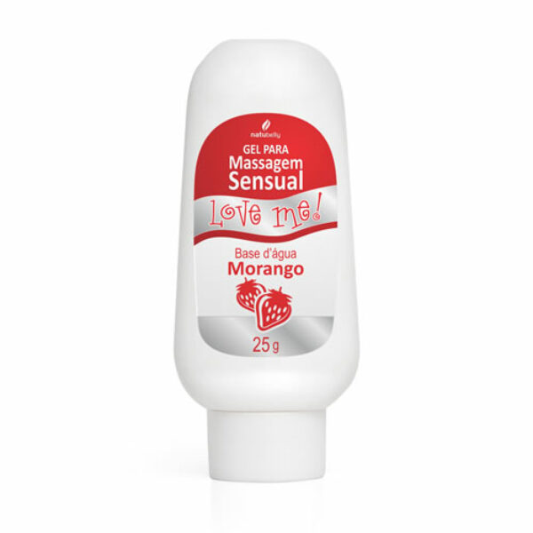 Gel para Massagem Sensual Morango - 25 g Gel à base d'água. Sensação suave de frescor!