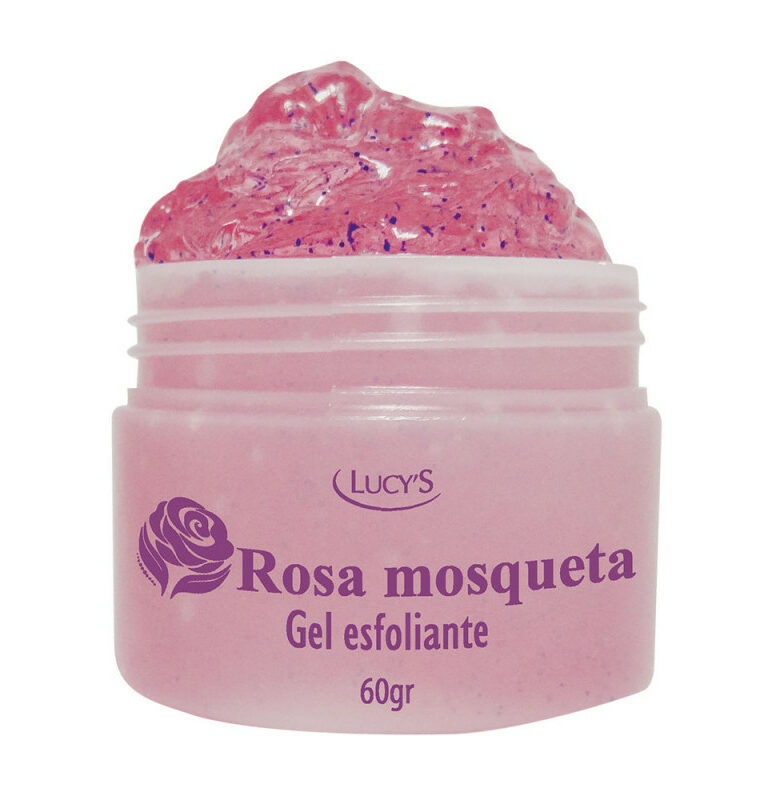 Gel Esfoliante Rosa Mosqueta - 60g retira as células mortas e as impurezas mais profundas. O óleo de Rosa mosqueta auxilia na renovação celular. Aplique duas vezes por semana.