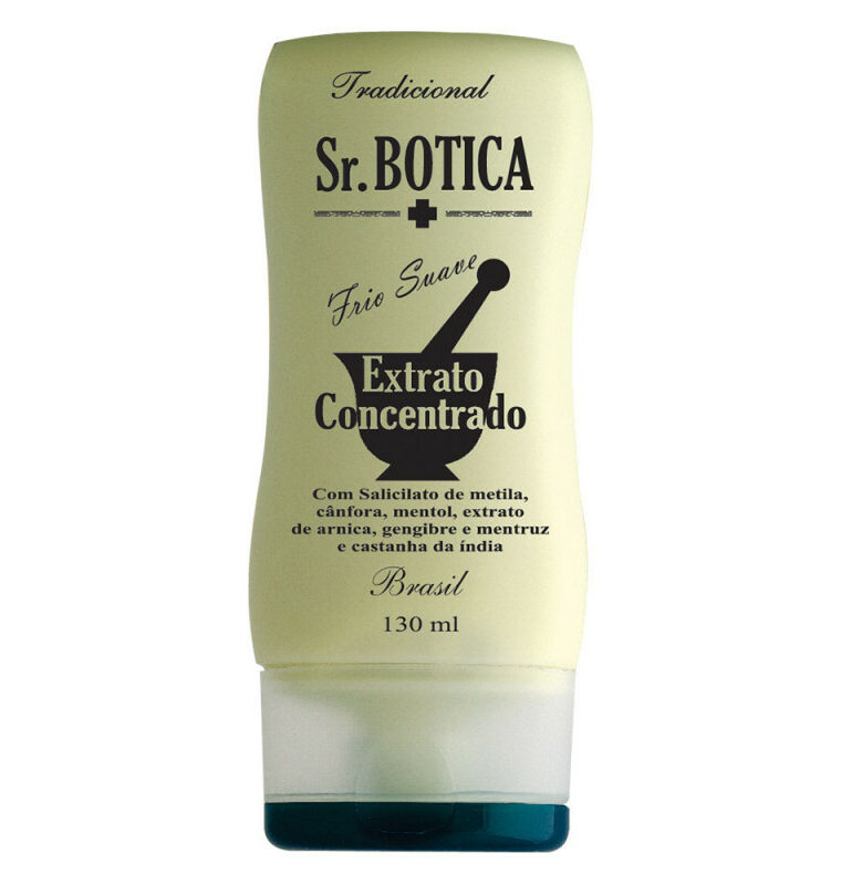 Loção Sr. Botica Extrato Concentrado 130ml promove sensação de alívio e relaxamento. Frio suave.